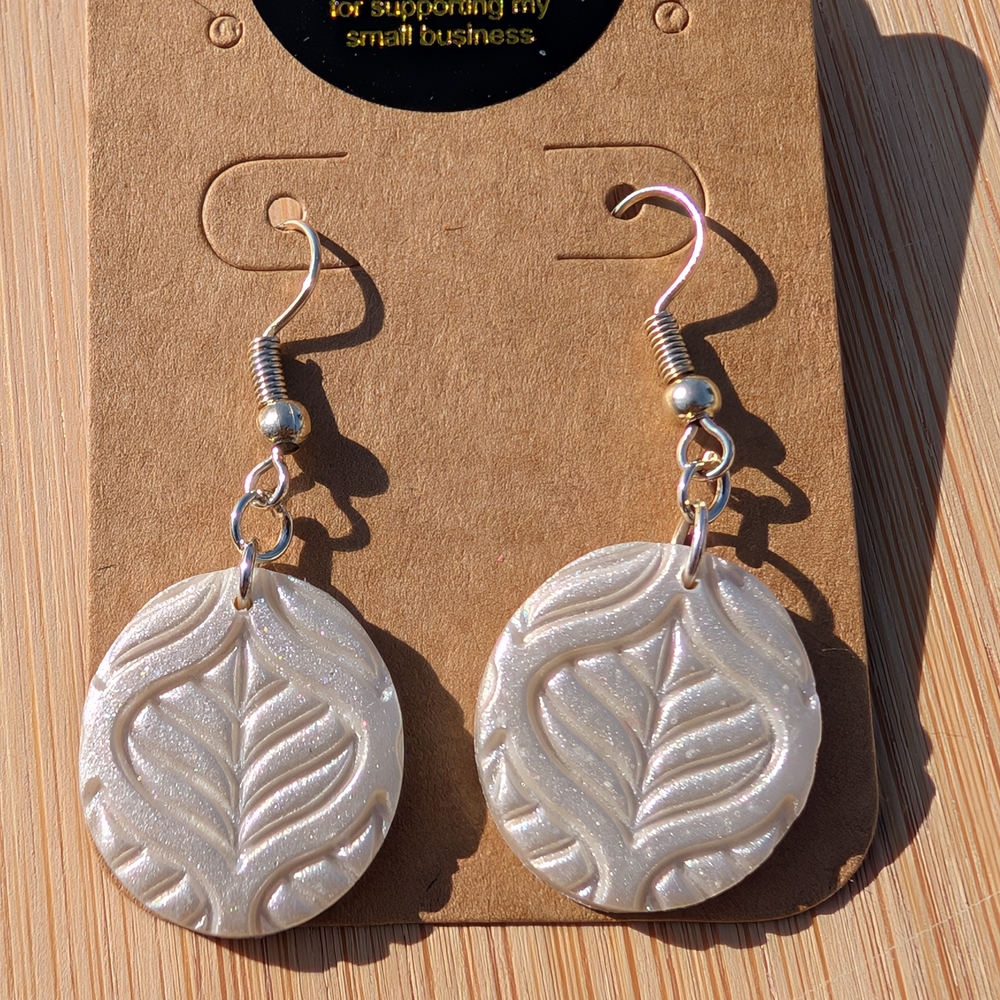Elegant Cream Leaf Earrings